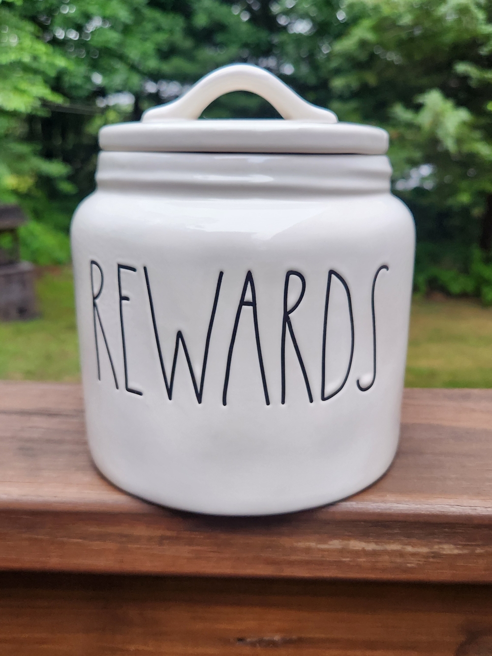 Rae Dunn White 'REWARDS' Ceramic Kitchen Canister With Lid
